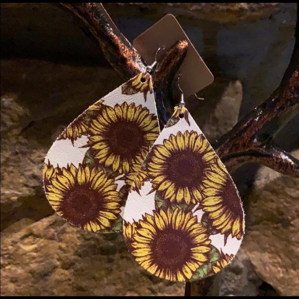 Sunflower Vegan Leather Earrings